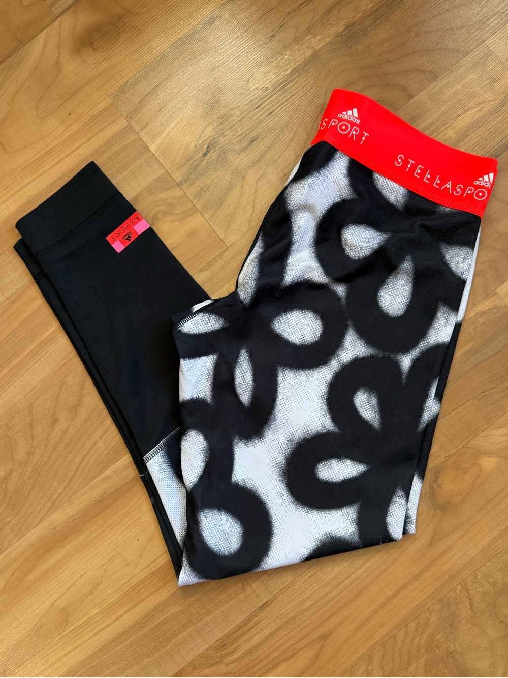 Graffiti Patterned Leggings with Neon Waistband: Adidas by Stella McCartney